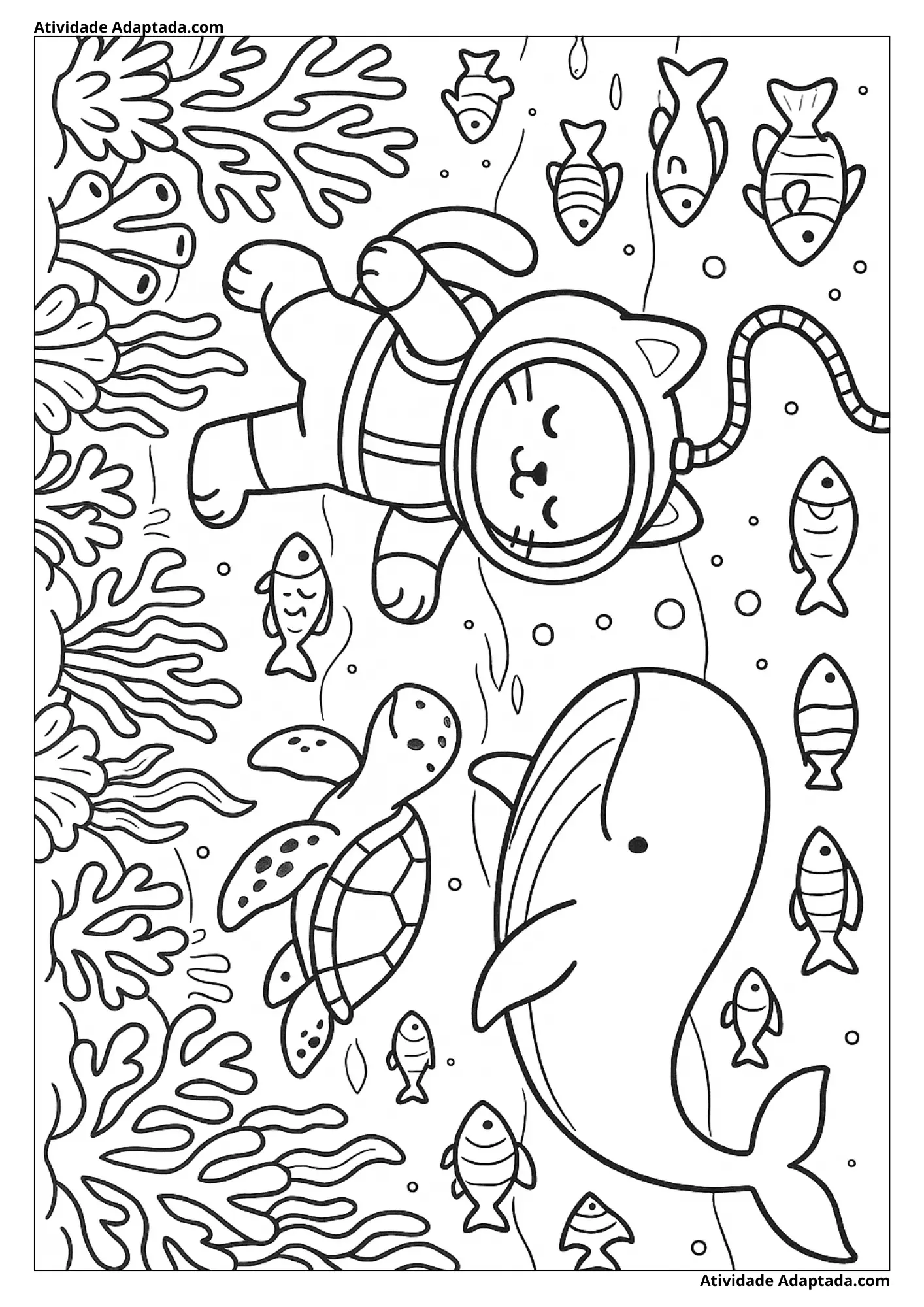 Gatinho explorando o oceano